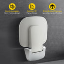 Wall Mounted Folding Shower Seat 440 lbs Load-Bearing – ABS Material Bathroom Stool with Stainless Steel Frame, Foldable 90° for Sauna, Hospital, Home Use (White)