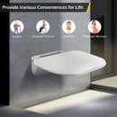 Wall Mounted Folding Shower Seat 440 lbs Load-Bearing – ABS Material Bathroom Stool with Stainless Steel Frame, Foldable 90° for Sauna, Hospital, Home Use (White)