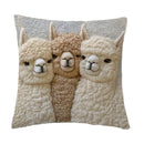 Cute Alpaca Throw Pillow Cover Set of 2 – Soft Faux Fur Decorative Cushion Case for Sofa, Bed, Car – Cozy Home Accent (Gray)