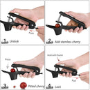 Stainless Steel Cherry Pitter for Jam, Pie & Desserts – Ergonomic Handheld Fruit Corer with Lock Design (Black)