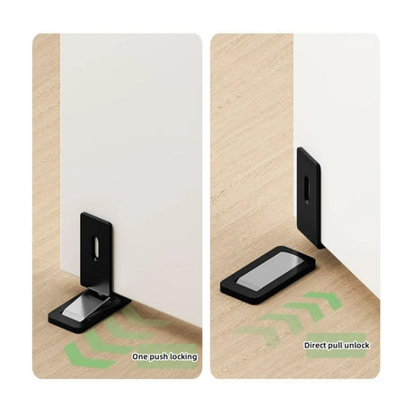 Ultra-Thin Magnetic Door Stopper – Self-Adhesive, Anti-Collision, Windproof, One-Push Locking, Discreet Design for Glass Doors (Steel Gray)