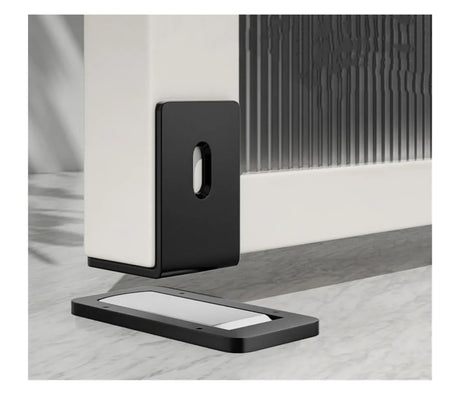 Ultra-Thin Magnetic Door Stopper – Self-Adhesive, Anti-Collision, Windproof, One-Push Locking, Discreet Design for Glass Doors (Black)