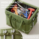 Heavy-Duty Foldable Tool Bag with Side Pockets – Multi-Compartment Oxford Carry Organizer for Tradesmen, DIYers & Outdoor Use (Green)