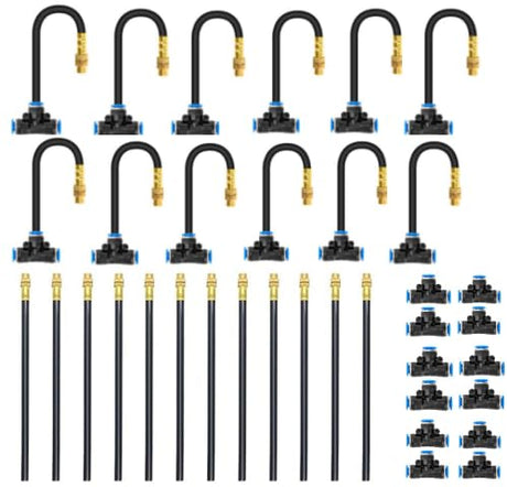 Drip Irrigation System, No 1/4 Pipe, only 12pcs Adjustable Copper Nobbles and Quick Connectors