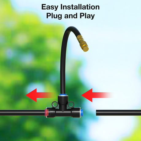 Drip Irrigation System, No 1/4 Pipe, only 12pcs Adjustable Copper Nobbles and Quick Connectors
