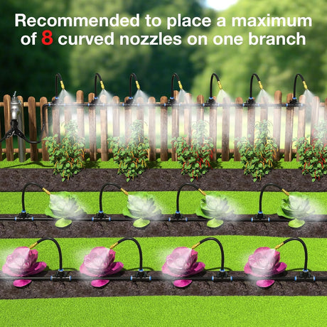Drip Irrigation System, No 1/4 Pipe, only 6pcs Adjustable Copper Nobbles and 6pcs Quick Connectors