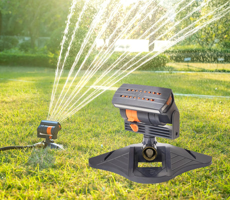 Smart Oscillating Sprinkler with 4 Spray Modes – Automatic Lawn Watering System for Garden, Yard & Patio, Adjustable Coverage, Durable Metal Connector (Black)