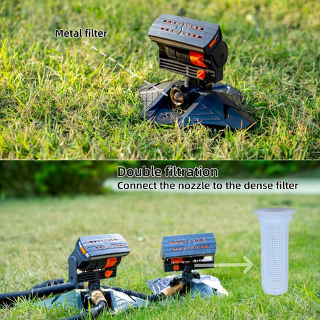 Smart Oscillating Sprinkler with 4 Spray Modes – Automatic Lawn Watering System for Garden, Yard & Patio, Adjustable Coverage, Durable Metal Connector (Black)