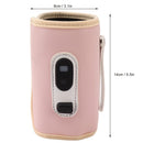 USB Baby Bottle Warmer – Portable Digital Milk Heater with 5-Temperature Settings, Rechargeable and Waterproof for Travel and Home Use (Pink)