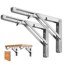 Heavy-Duty Foldable Wall Shelf Brackets – 2-Pack 304 Stainless Steel Triangular Supports with One-Click Release, 550 lb Capacity Each, for Kitchen, Garage, RV & Home; Includes Mounting Hardware (14Inch,Silver)