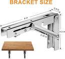 Heavy-Duty Foldable Wall Shelf Brackets – 2-Pack 304 Stainless Steel Triangular Supports with One-Click Release, 550 lb Capacity Each, for Kitchen, Garage, RV & Home; Includes Mounting Hardware (8Inch,Silver)