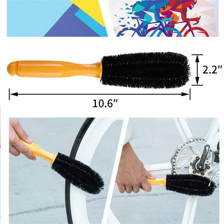 9-Piece Bike Cleaning Kit – Chain Cleaner, Tire Brush, Frame Scrubber, Gear Brush, Microfiber Glove for Mountain, Road, BMX Bikes (Yellow-Orange)