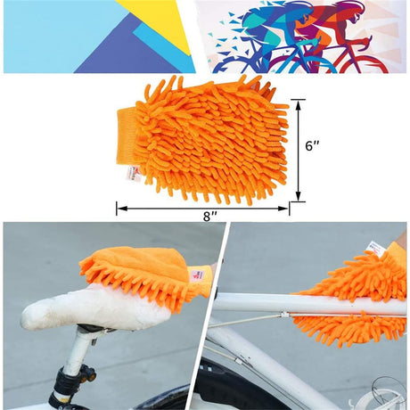 9-Piece Bike Cleaning Kit – Chain Cleaner, Tire Brush, Frame Scrubber, Gear Brush, Microfiber Glove for Mountain, Road, BMX Bikes (Yellow-Orange)