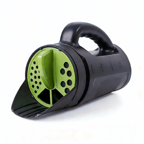 Handheld Garden Seed & Salt Spreader – 80oz Capacity, Adjustable Outlet, Ergonomic Handle for Fertilizer, Grass Seeds, Ice Melt Use (Green)