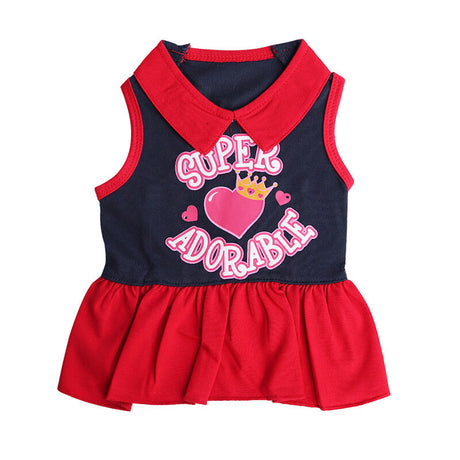 Pet products 2-Piece Dog Summer Dress Set - Team Spirit & SUPER ADORABLE Designs, Red White Stripes & Navy Blue, Peter Pan Collar, Cute Fit for Dogs（XS）