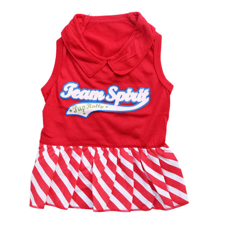 Pet products 2-Piece Dog Summer Dress Set - Team Spirit & SUPER ADORABLE Designs, Red White Stripes & Navy Blue, Peter Pan Collar, Cute Fit for Dogs（XS）