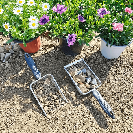 Stainless Steel Garden Sieve Scoop for Soil and Debris Separation-Silver
