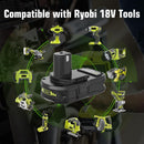 18V P108 Ryobi 18V Battery Replacement P117 Charger Lithium-Ion Battery Power - Black - Size 2000mAh