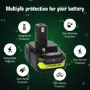 18V P108 Ryobi 18V Battery Replacement P117 Charger Lithium-Ion Battery Power - Black - Size 3000mAh