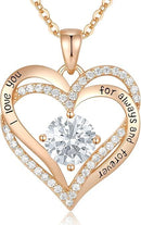 Forever Love Heart Birthstone Necklace: 925 Sterling Silver Jewelry for Mom, Wife, Friend – Ideal for Mother’s Day, Anniversaries & Birthday（white diamond,April）