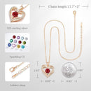 Forever Love Heart Birthstone Necklace: 925 Sterling Silver Personalized Jewelry for Mom, Wife, Friend with 12 Month Stone Options（red diamond,January）