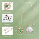 Forever Love Heart Birthstone Necklace: 925 Sterling Silver Personalized Jewelry for Mom, Wife, Friend with 12 Month Stone Options（green diamond,May）