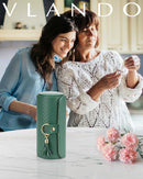 Green Travel Jewelry Case: 3-Layer PU Cylinder Organizer for Necklaces, Earrings, Gifts for Travelers & Jewelry Lovers