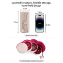 Grey Travel Jewelry Case: 3-Layer PU Cylinder Organizer for Necklaces, Earrings, Gifts for Travelers & Jewelry Lovers