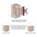 Grey Travel Jewelry Case: 3-Layer PU Cylinder Organizer for Necklaces, Earrings, Gifts for Travelers & Jewelry Lovers