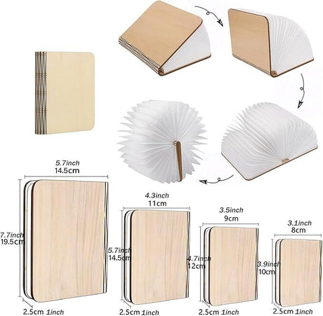 Christmas giftsRechargeable LED Book Night Light: Creative Folding Wooden Lamp with Magnetic Design for Bedrooms & Gifting(Walnut Red,M)