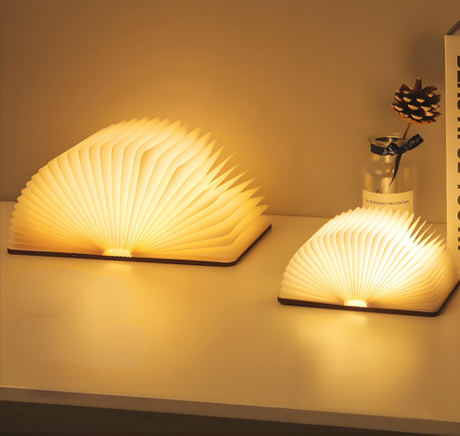 Christmas giftsRechargeable LED Book Night Light: Creative Folding Wooden Lamp with Magnetic Design for Bedrooms & Gifting(Walnut Red,XL)