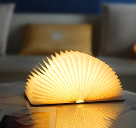 Christmas giftsRechargeable LED Book Night Light: Creative Folding Wooden Lamp with Magnetic Design for Bedrooms & Gifting(Maple Leaf White,XL)