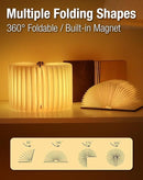 Christmas giftsRechargeable LED Book Night Light: Creative Folding Wooden Lamp with Magnetic Design for Bedrooms & Gifting(Walnut Black,XL)