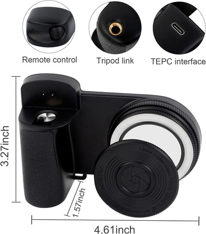 Magnetic Phone Camera Grip with Fill Light & Remote: Stable Shooting Holder for iPhone/Android – Ideal for Vlog, Selfie & Photography