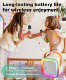 Off-White Mini Karaoke Machine with 2 Wireless Microphones: Portable Bluetooth Speaker for Kids & Adults, Ideal Gift for All Occasions