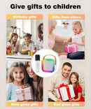 Off-White Mini Karaoke Machine with 2 Wireless Microphones: Portable Bluetooth Speaker for Kids & Adults, Ideal Gift for All Occasions
