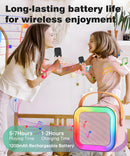 Pink Mini Karaoke Machine with 2 Wireless Microphones: Portable Bluetooth Speaker for Kids & Adults, Ideal Gift for All Occasions