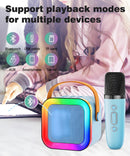 Black Mini Karaoke Machine with 2 Wireless Microphones: Portable Bluetooth Speaker for Kids & Adults, Ideal Gift for All Occasions