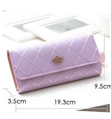 Christmas gift Women's Quilted Leather Wallet, Stylish Long Clutch with Heart Accent, for Cards & Cash Organization（black）