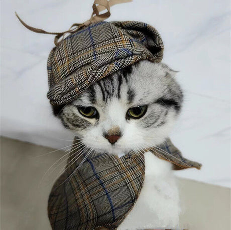 Pet products Dog Costume-Cute Detective Pet Clothes Set Halloween Cosplay Party Outfit Winter Fashion Cape Cloak Hat for Small Medium Dog & Cat Kitten