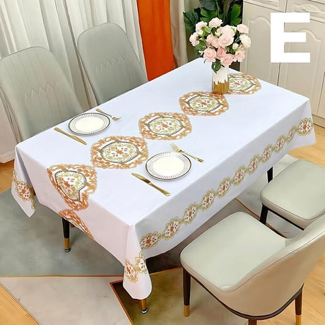 Waterproof Oilproof Washable Heat-Resistant PVC Tablecloth - 5 Patterns & Sizes for Home, Restaurant & Picnic Dining（E,180*138）