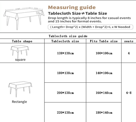 Waterproof Oilproof Washable Heat-Resistant PVC Tablecloth - 5 Patterns & Sizes for Home, Restaurant & Picnic Dining（E,180*138）