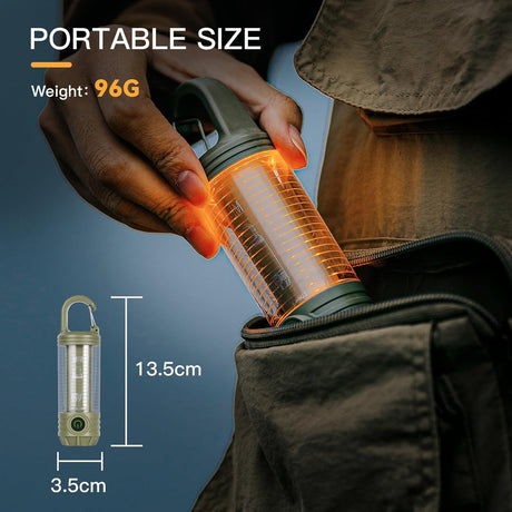Rechargeable LED Camping Lantern Flashlight: 6 Modes, USB-C, Portable for Hiking, Emergency, Night Walking & Outdoor Adventures（green）