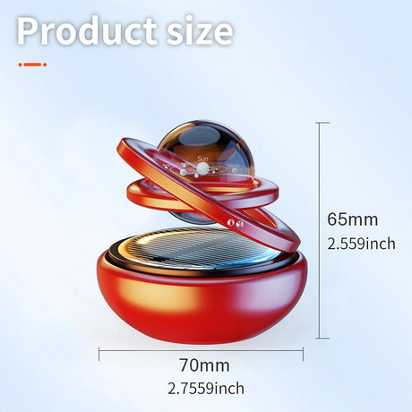 Red Solar-Powered Rotating Car Air Freshener: Space-Themed Dashboard Decor with Ocean Scent & 16 Cologne Pads