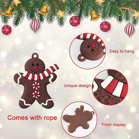 24pcs Christmas Ornaments Cute Snowman Xmas Tree Decorations Santa Claus Plastic Figurines Ornaments with Sugar Cookie House for Christmas Tree Hanging Party DIY Decor 3 Inch Tall