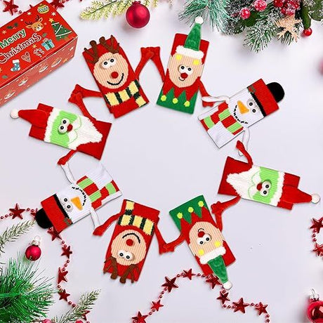 4 Pairs Christmas Socks, Crazy Holiday Hand Holding Socks Funny Christmas Stocking Stuffers