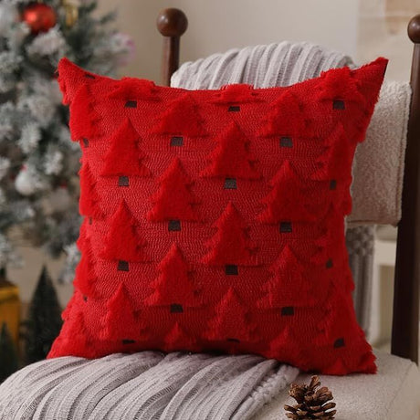 Christmas Pillow Covers 18x18 inch Set of 2 Black Christmas Decorations Soft Plush Faux Fur Wool Xmas Tree Throw Pillow Cases Winter Holiday Decor for Sofa Living Room 