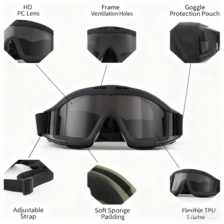 Christmas gifts for husband or boyfriend
 Tactical Safety Goggles with 3 Interchangeable Lenses, Wind & Dust Protection for Outdoor & Tactical Use(green)
