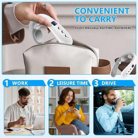 Wireless Neck Massager with Heat & 10 Modes: Electric Pulse Pain Relief for Australian Office Workers & Active Adults