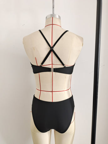 2026 Black Sexy Bikini Sport Hight Neck Women's Swimwear Size L